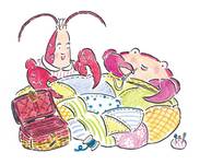 ざりがにさんとさわがにさん おふとんづくり